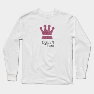 Queen Mama Sparkles in Purple Glitter Crown Long Sleeve T-Shirt